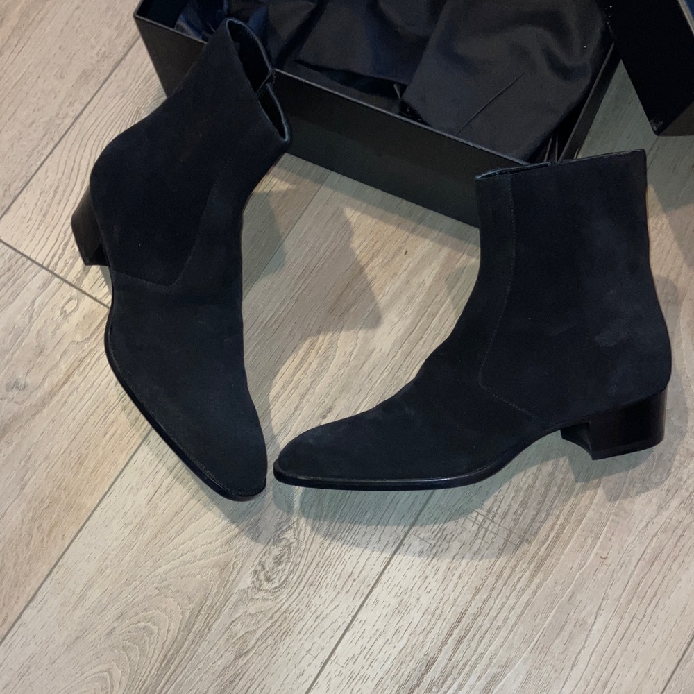 Saint Laurent Paris Black Suede Ankle Boots - Picture 3 of 5